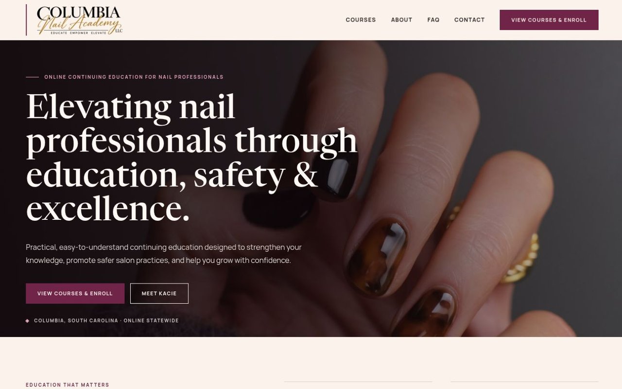 Columbia Nail Academy website preview