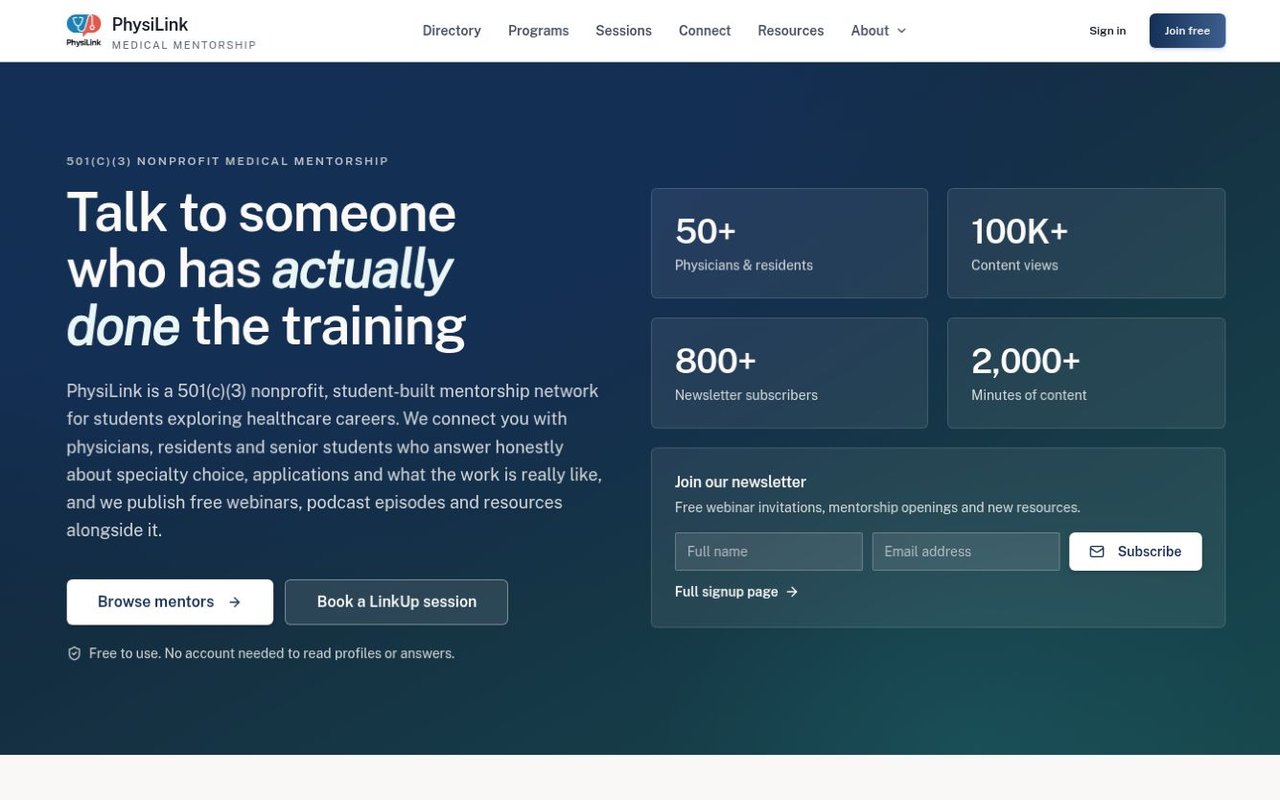 PhysiLink website preview
